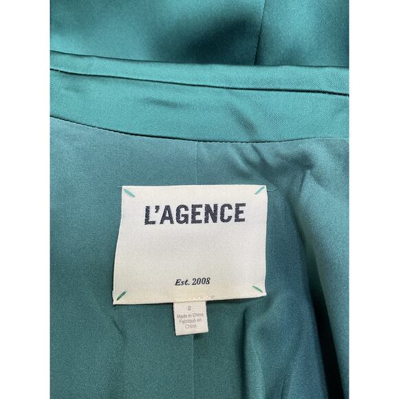 L'Agence 'Chamberlain' Green Acetate Blazer Size 2 - Picture 4 of 5
